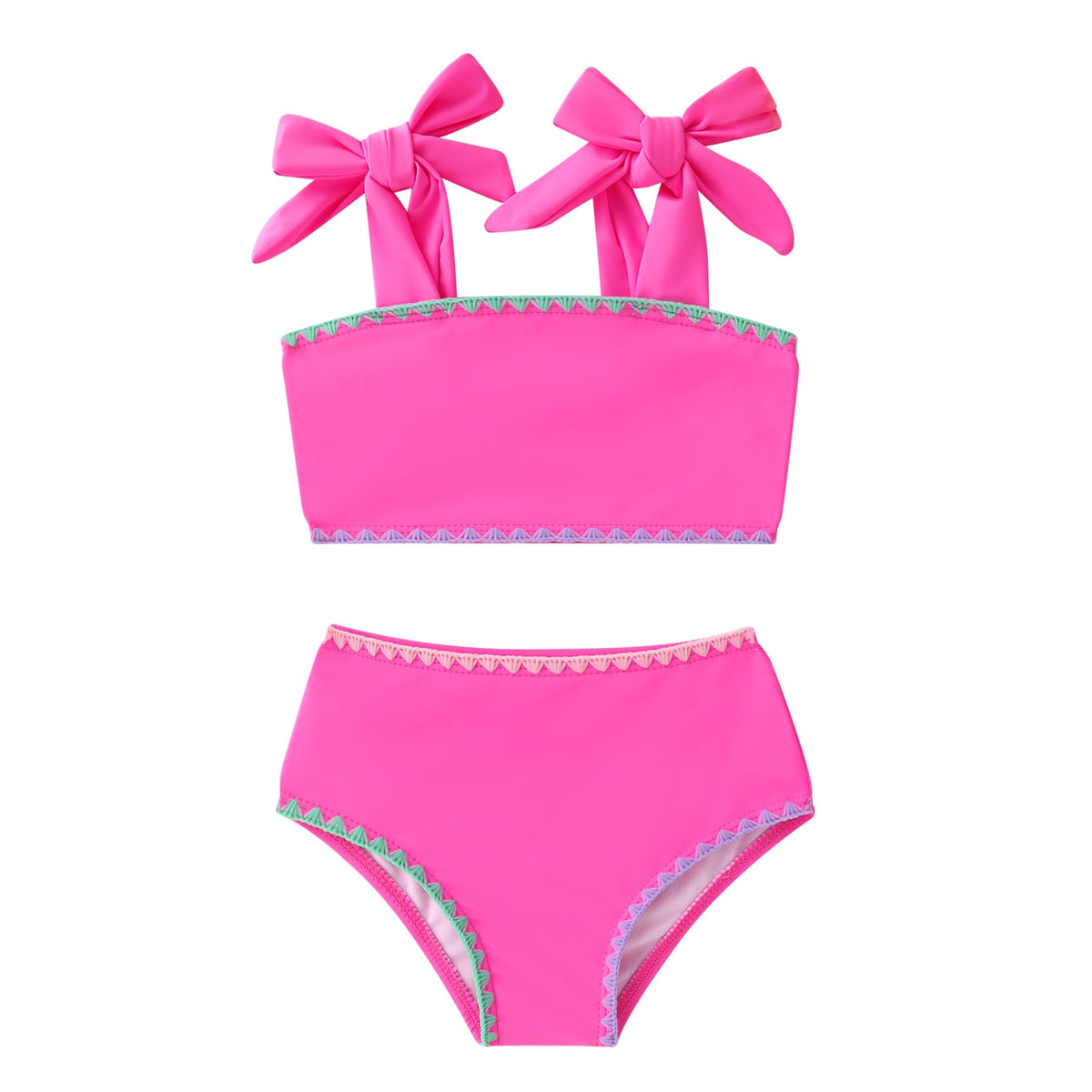 YOUNGER TREE Toddler Girls Two Pieces Swimsuit Color Block Stripe Swimwear Summer Beach Bathing Suit (Pink 2-3T)