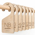 White Loft Baby Closet Dividers in Natural Birch Wood - Wooden Nursery Closet Organizer with Etched Labels for Newborn to 24 Months - 7 Piece Gift Set