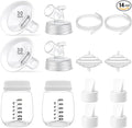 Full Breast Pump Parts with 30mm Oval Soft Rim Flanges and Wide-Mouth Base Connector for Spectra S2 S1 9 Plus SG, Medela, Lansinoh Pumps, Include Flange, Valve, Backflow Protector, Tubing and Bottle