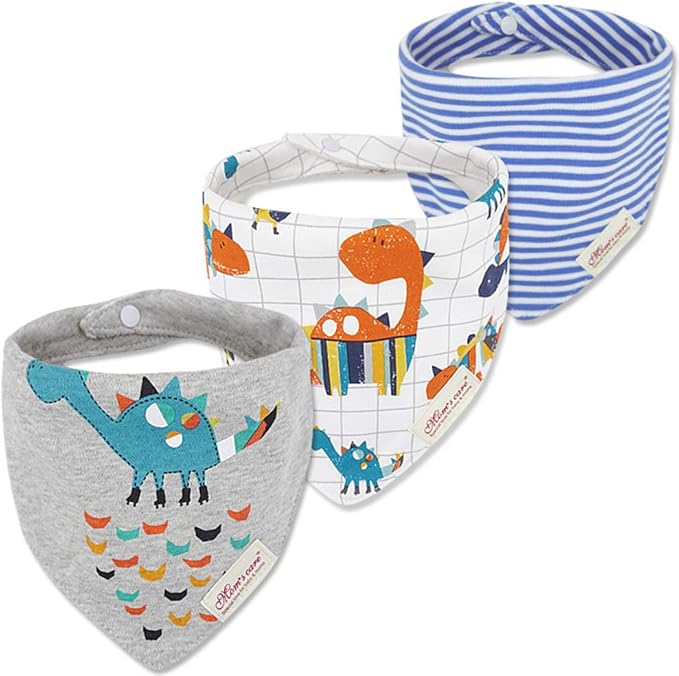 JN&LULU 3 Pack Newborn Baby Bibs Bandana Drool Bibs for Drooling Cotton Baby Gifts (Moon Star)