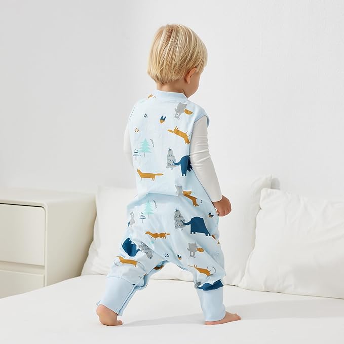 Duomiaomiao 0.5 TOG Toddler Sleep Sack 12-24 Months 100% Cotton Lightweight Baby Sleep Sack with Feet, Breathable Comfy Toddler Wearable Blanket