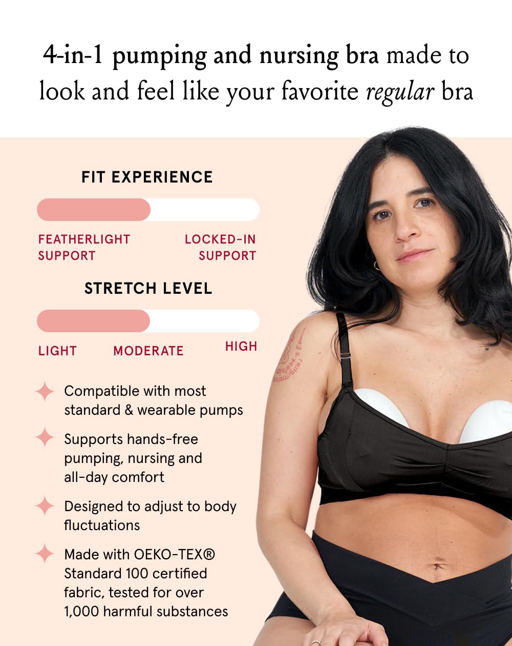 Bodily Do Anything Nursing Bra for Breastfeeding & Hands-Free Pumping, M