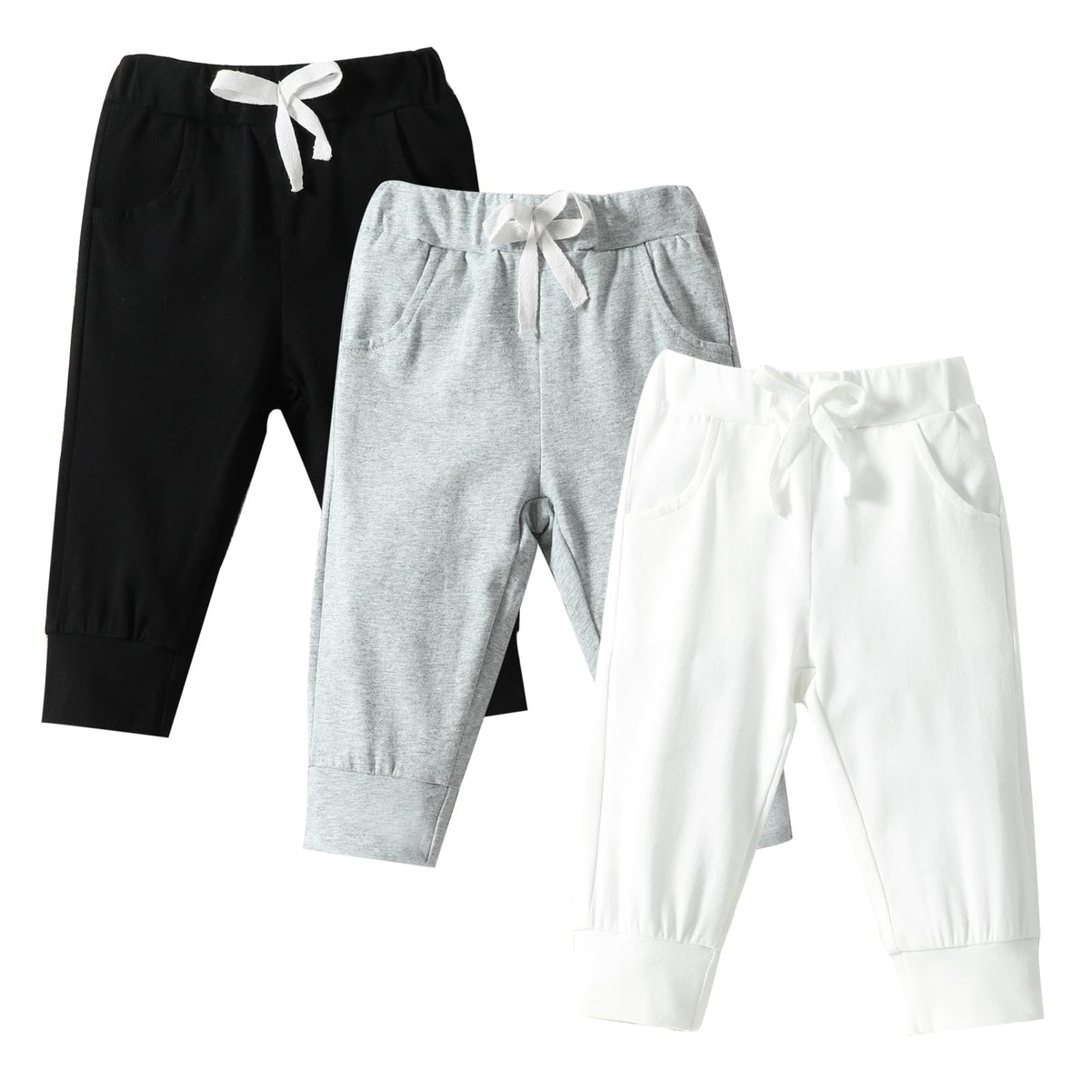 DREAM BUS Pack of 3 Toddler Jogger Pants with Pocket Toddler Boy Sweatpants Baby Boy Pants Infant Newborn Leggings