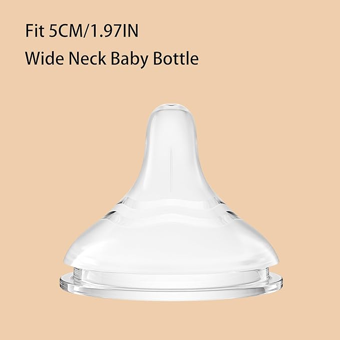 Silicone Bottle Nipple, Anti Colic Nipples for Baby, Natural Feel, LL, 9 Months+, 4 Counts