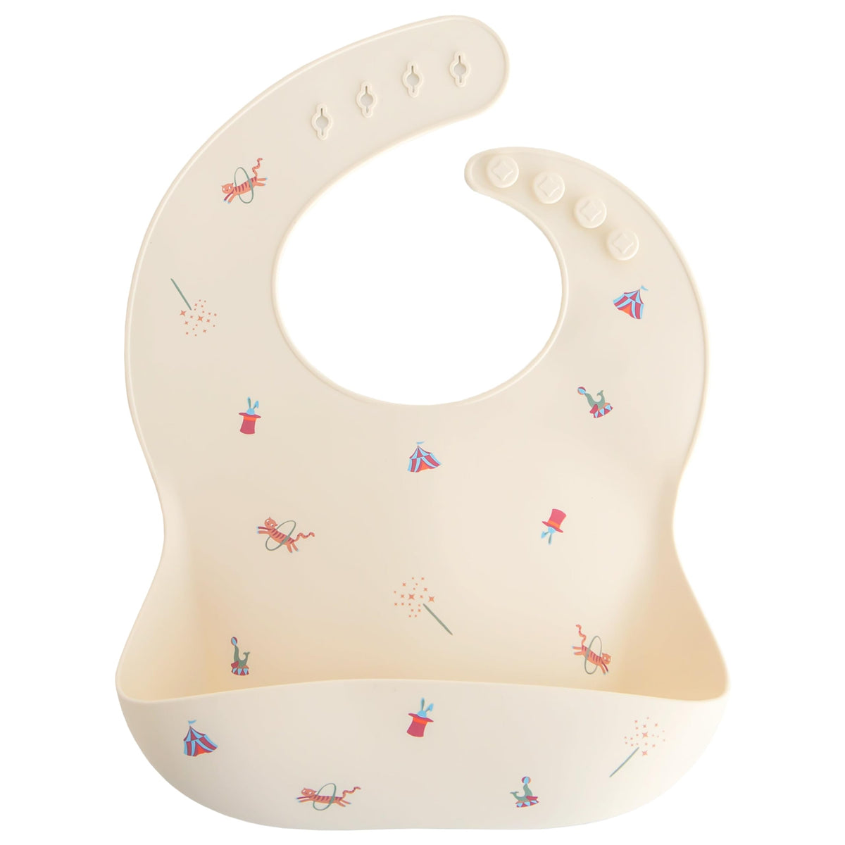 mushie Silicone Baby Bib | Adjustable Fit Waterproof Bibs (Rainbows)