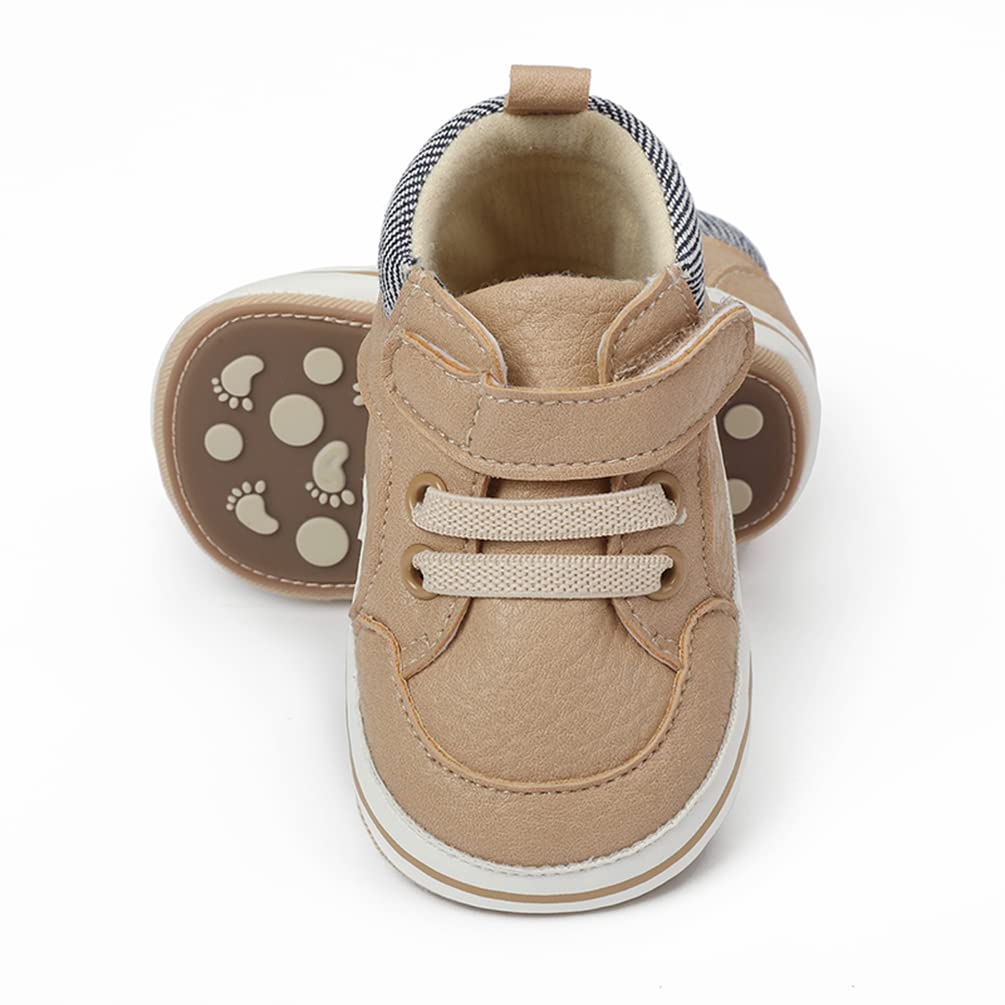 Clowora Baby Boys Girls Shoes Non-Slip Rubber Sole Sneakers Infant First Walking Toddler Crib Shoes Newborn Loafers Flats. (0611/White,0-6 Months)