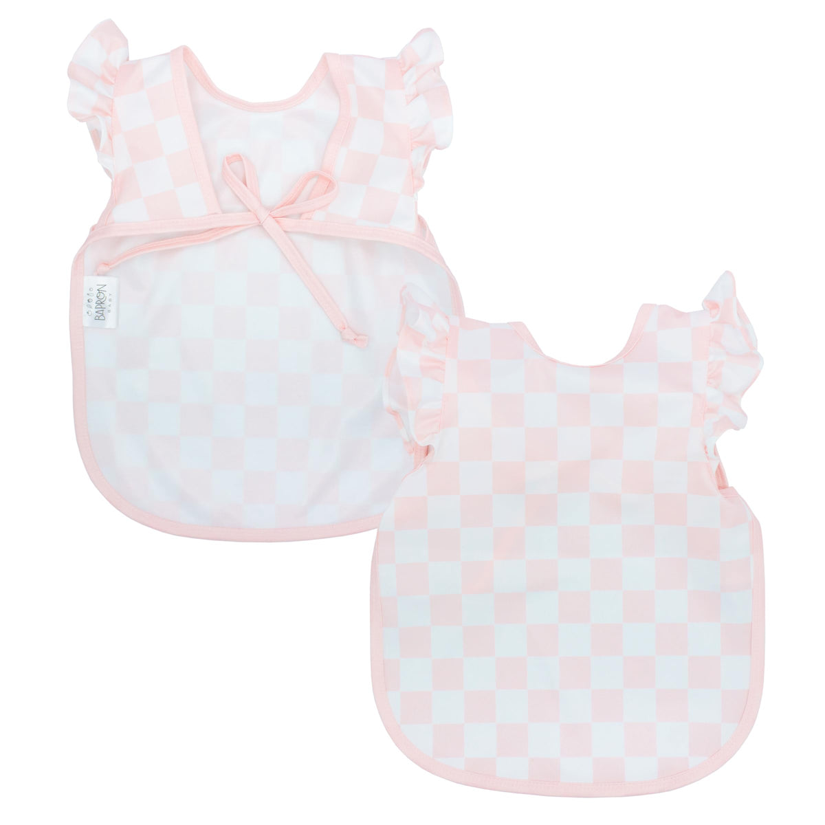 BapronBaby Pink Flutter Checkerboard Cooking Crafting Smock Preschool 3-5