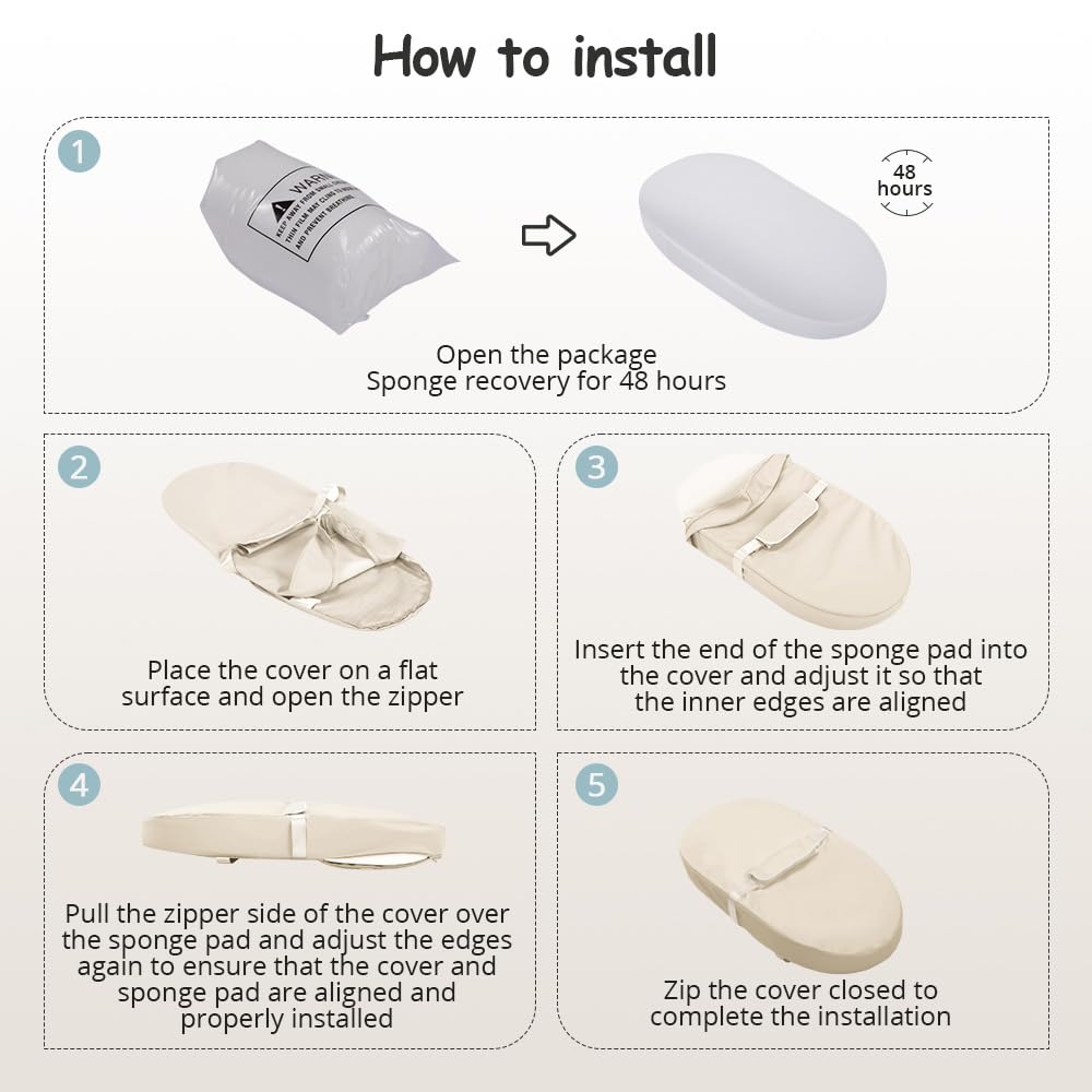 COMOMY Baby Changing Pad with Wipeable & Waterproof PU Cover, Contoured Diaper Changing Pad for Dresser with Non-Slip Safety Belt, Portable and Lightweight, Large Cushioned Foam, Beige