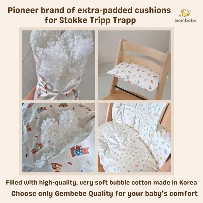 Waterproof & Compatible Stokke Tripp Trapp Cushion Set for Newborn Baby - Easy to Clean Stokke Tripp Trapp Newborn Set - 100% Cotton Stokke High Chair Cushion Set (Mint Bunny / 49.5 Counts)