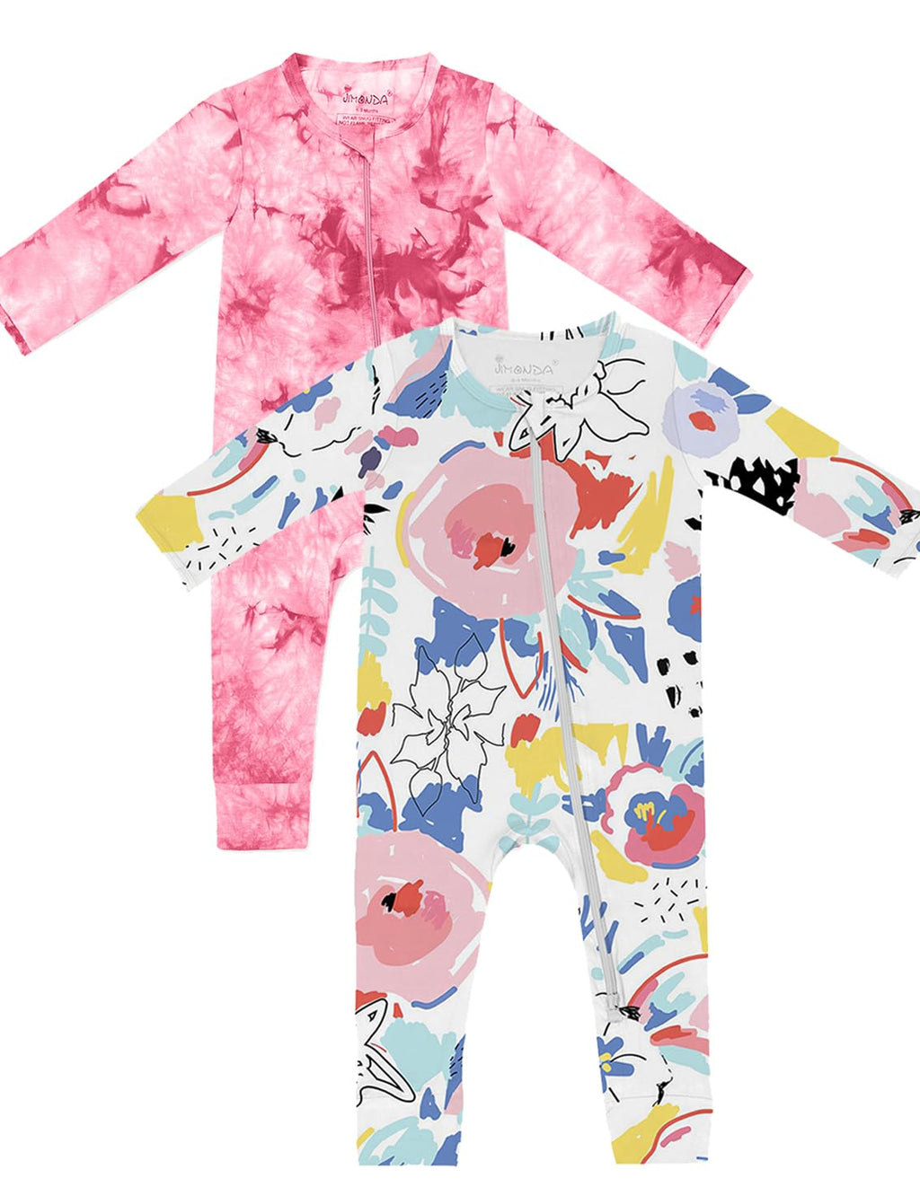 Jimonda Baby Girl Boys Bamboo Rayon Pajamas,Footless Pjs(Pink&multi,9-12M)