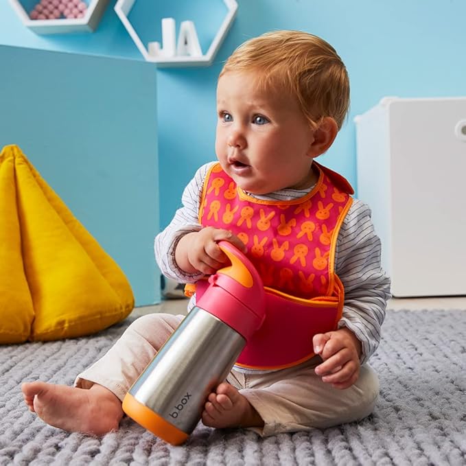 b.box 12 oz Insulated Water Bottle: Keeps Drinks Cold up to 8 Hours, Warm up to 6 Hours. Double Wall Stainless Steel Bottle. (Strawberry Shake, 12 oz)