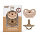 Round Silicone Pacifiers (Set of 2) – 100% Food-Grade, One-Piece Design, Soft Round Nipple, Airflow Shield, Multi-Use Pacifier & Soother for Newborns and Infants 0+ Months - Beige/Hazel - Mila & Lulu