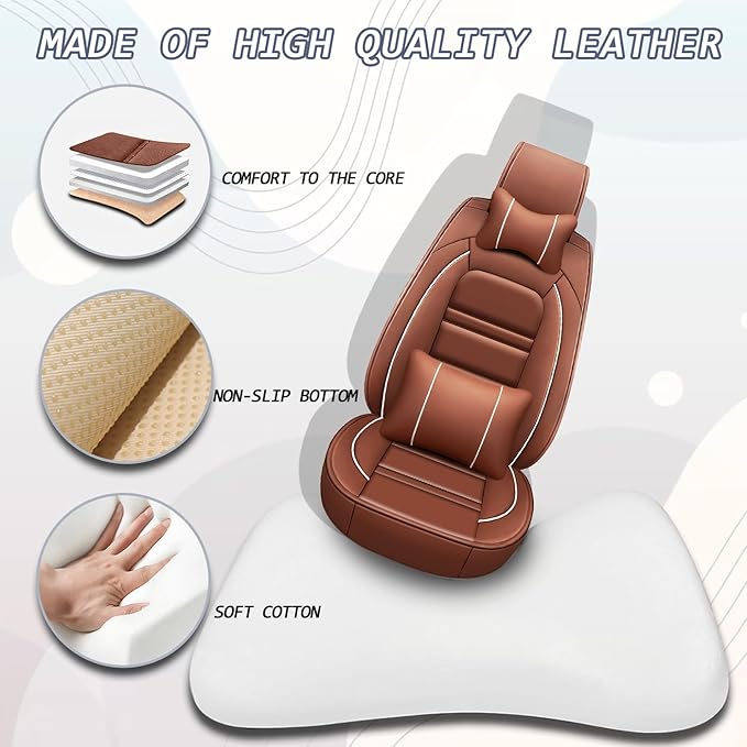 Car Seat Covers for Dodge Journey 2009-2020 | 5-Seats Seat Covers, Waterproof Seat Protectors, Automotive Seat Covers (Full Set with Pillow,Coffee)