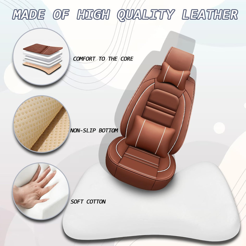 PACKMACH Car Seat Covers for Honda Accord 2003-2025 | 5-Seats Seat Covers, Waterproof Seat Protectors, Automotive Seat Covers (Full Set with Pillow,Coffee)