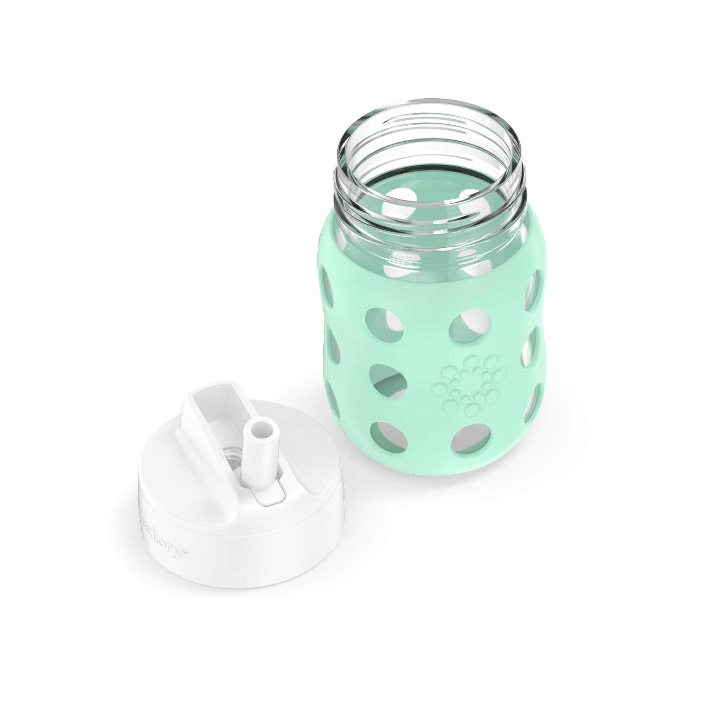 Lifefactory 8oz Glass Baby Bottle with Pivot Straw,