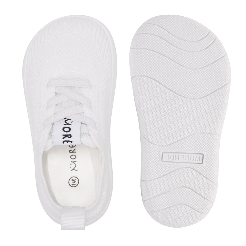 MORENDL Toddler Wide Toe Box Barefoot Shoes Baby First Walking Shoes Boys Girls Non-Slip Zero Drop Minimalist Sneakers White 12-15 Months