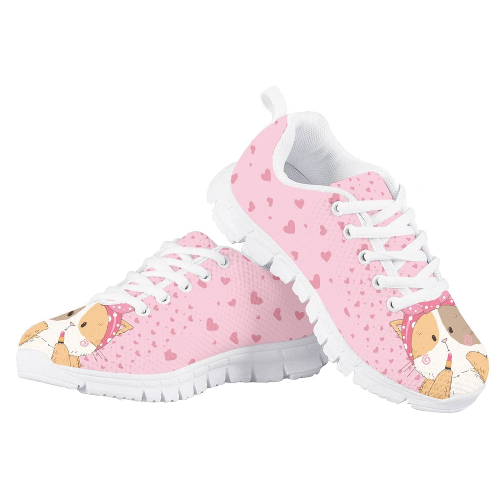 MARSVOVO Girl Running Shoes Lightweight Breathable Athletic No Lace Pre Walking Shoes for Boy Girl Classic Lace-up Comfortable Resistant Sport Kids Sneakers A Cat Wearing Lipstick Size 11.5 US