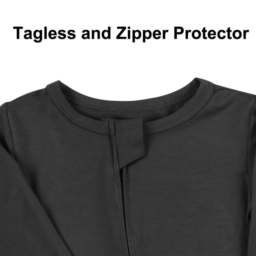 Aablexema Baby Footless Pajamas Zipper with Mitten, Rayon from Bamboo, Infant Long Sleeve Romper Pjs (US, Age, 12 Months, 18 Months, Dark Grey)