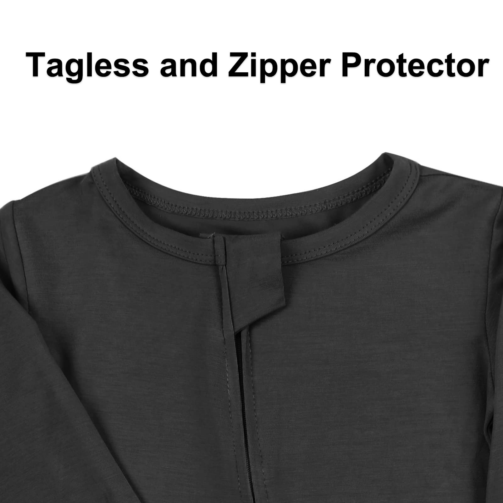 Aablexema Baby Footless Pajamas Zipper with Mitten, Rayon from Bamboo, Infant Long Sleeve Romper Pjs (US, Age, 12 Months, 18 Months, Dark Grey)