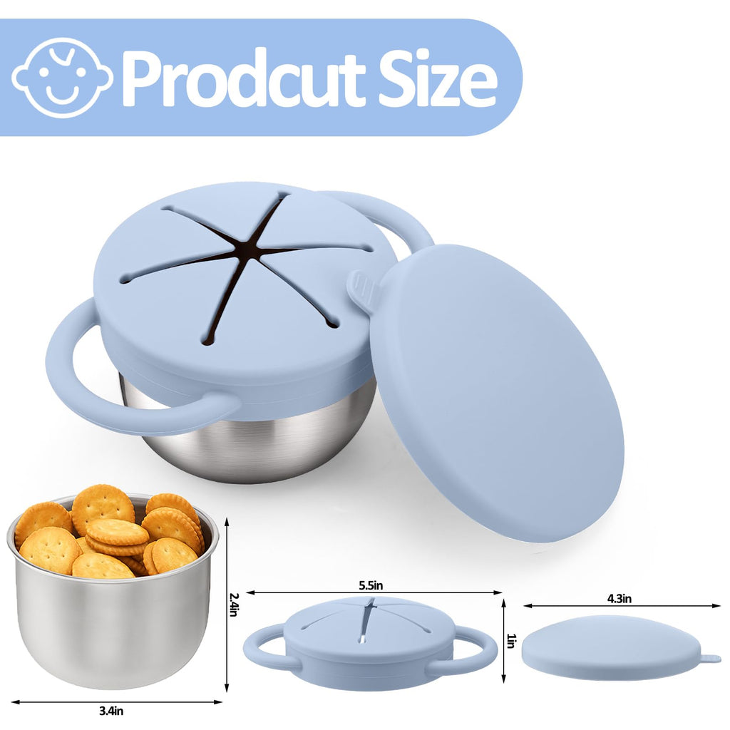 BUSOHA 2 Pack 9 oz Spill Proof Stainless Steel Toddler Snack Cups