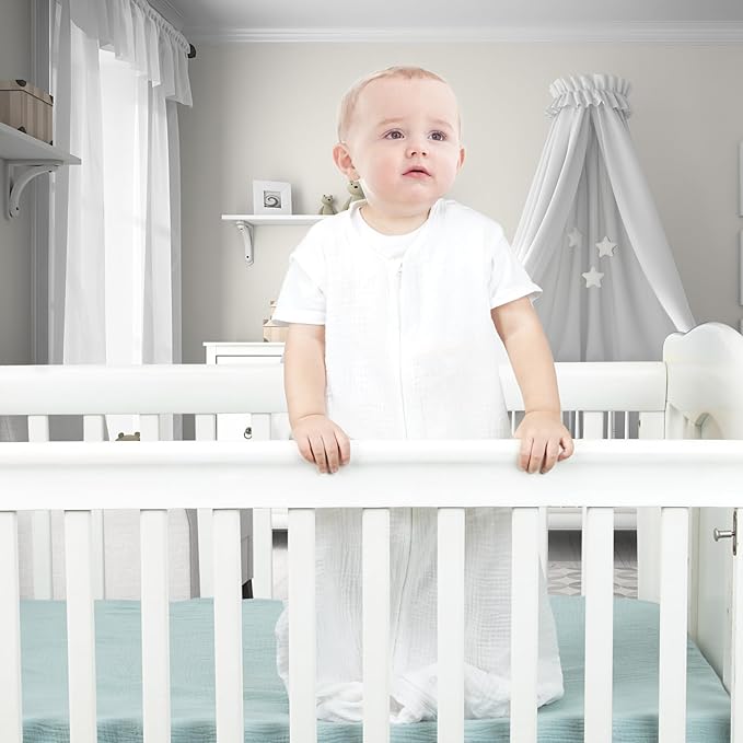2 Pack Baby Sleep Sack 6-12 Months 100% Organic Cotton Muslin Baby Sleeping Bag 2-Way Zipper Toddler Wearable Blankets Comfy Stretchy Thin Sleep Sacks