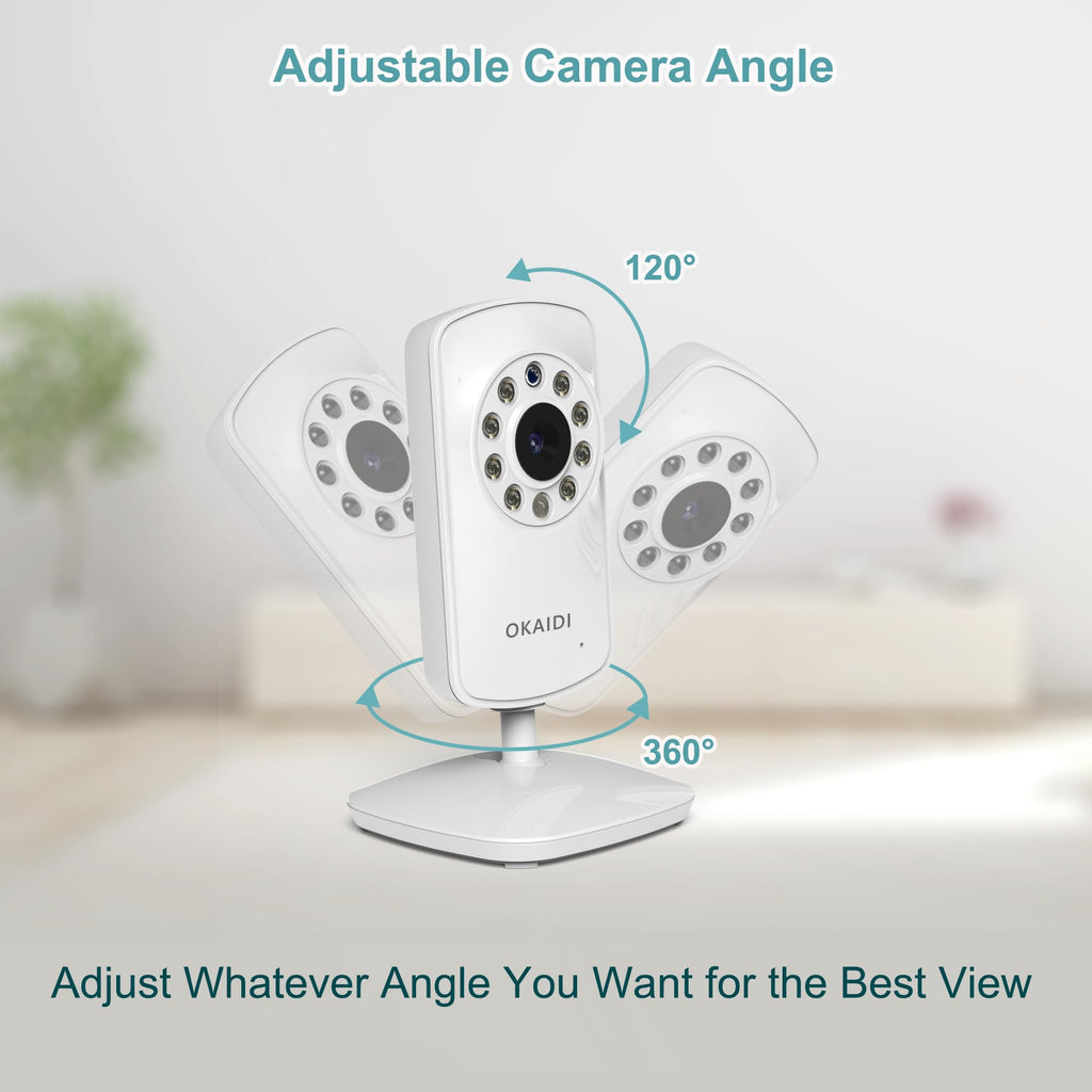 OKAIDI 2.4'' Portable Baby Monitor with 2 Cameras, Baby Monitor No WiFi