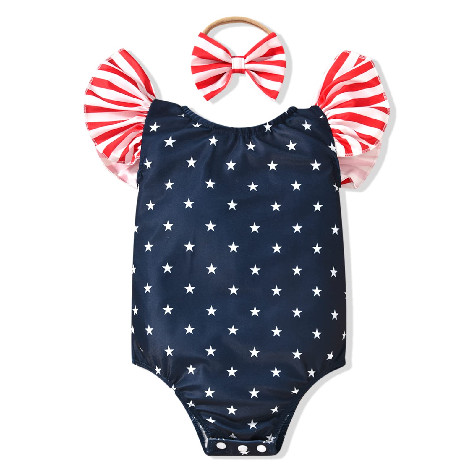 HIHA Infant Toddler Girl American Flag Patriotic Swimsuit One Piece 4th of July Independence Day Swimwear Bathing Suit 18-24 Months