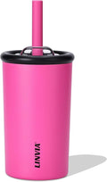 Candy Tumbler, 12 oz Kids Insulated Stainless Steel Water Bottle with Spill Resistant Silicone-Metal Straw and 2-in-1 Lid, BPA-Free, Cup Holder Friendly, Dishwasher Safe, Hot Pink