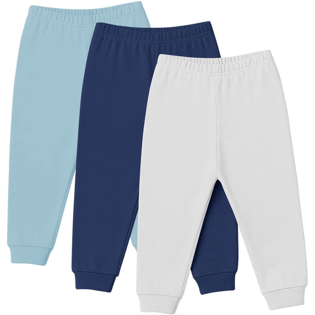 littogoose Baby Jogger Pants with Elastic Cuffs – Stay-On Lightweight Toddler Joggers, Soft & Stretchy Baby Pants, 3-Pack