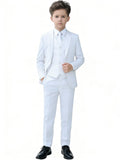 YuanLu Toddler White Tuxedo Boys Slim Fit Communion Outfit Kid Suit Size 2T