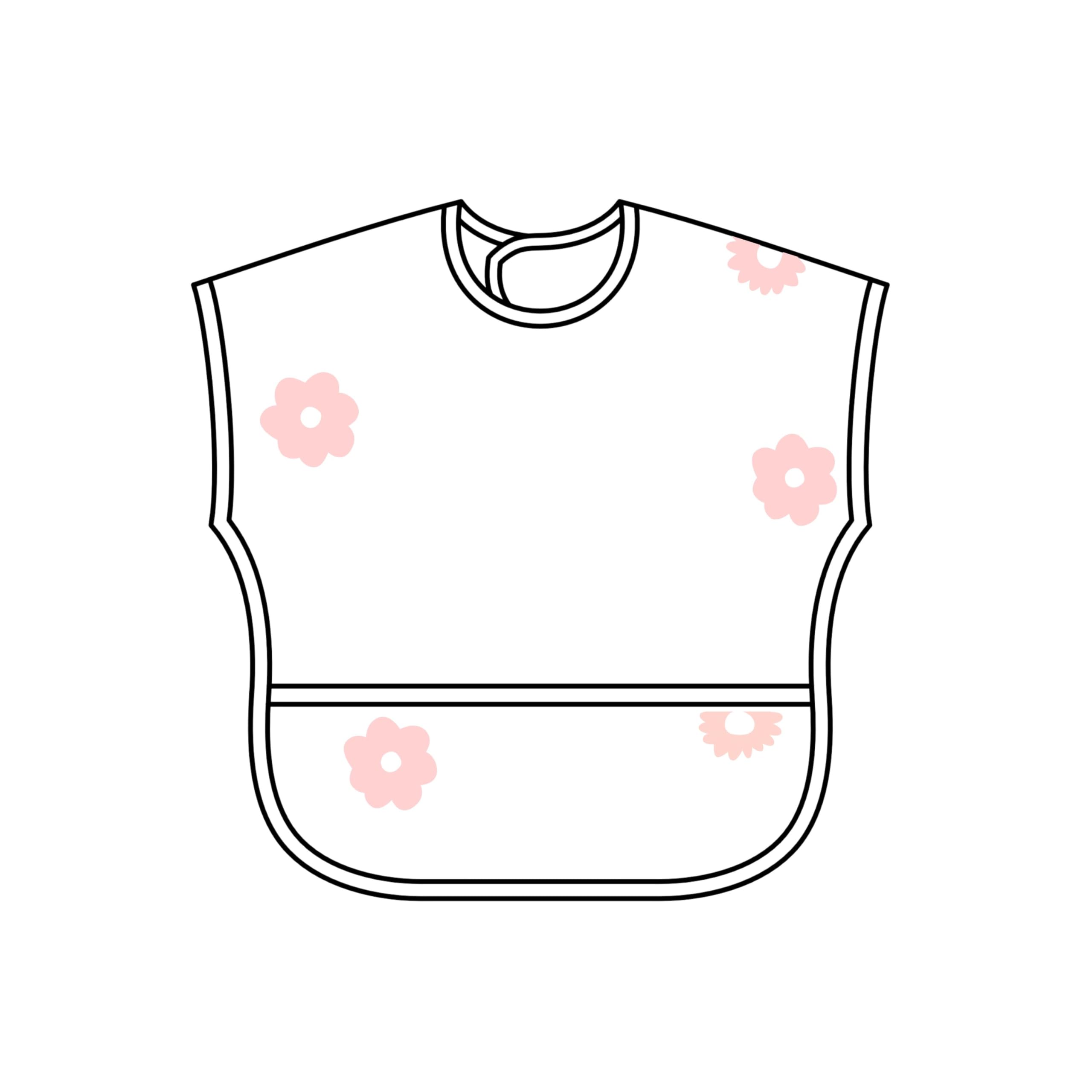 Ali+Oli Smock Bib for Baby (1-pc) Short Sleeve (Pink Flowers) BPA-Free Oeko-Tex Certified, Mess Proof Baby Bib for Eating, Waterproof Baby Smock, Machine Washable, Toddlers Ages 6m+