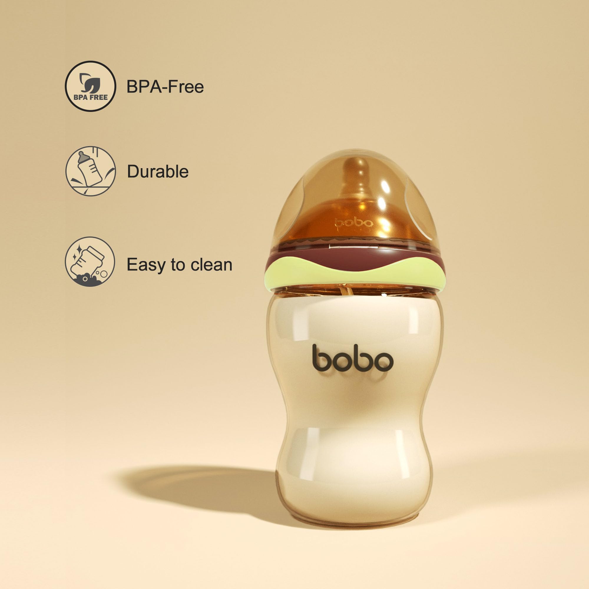 YOHKOH Baby Bottles - Newborn Wide Neck Baby Bottles with Slow Flow Breast-Like Nipple, PPSU Anti-Colic Bottles Breastfeeding System (Green, 9.4oz (Pack of 4))