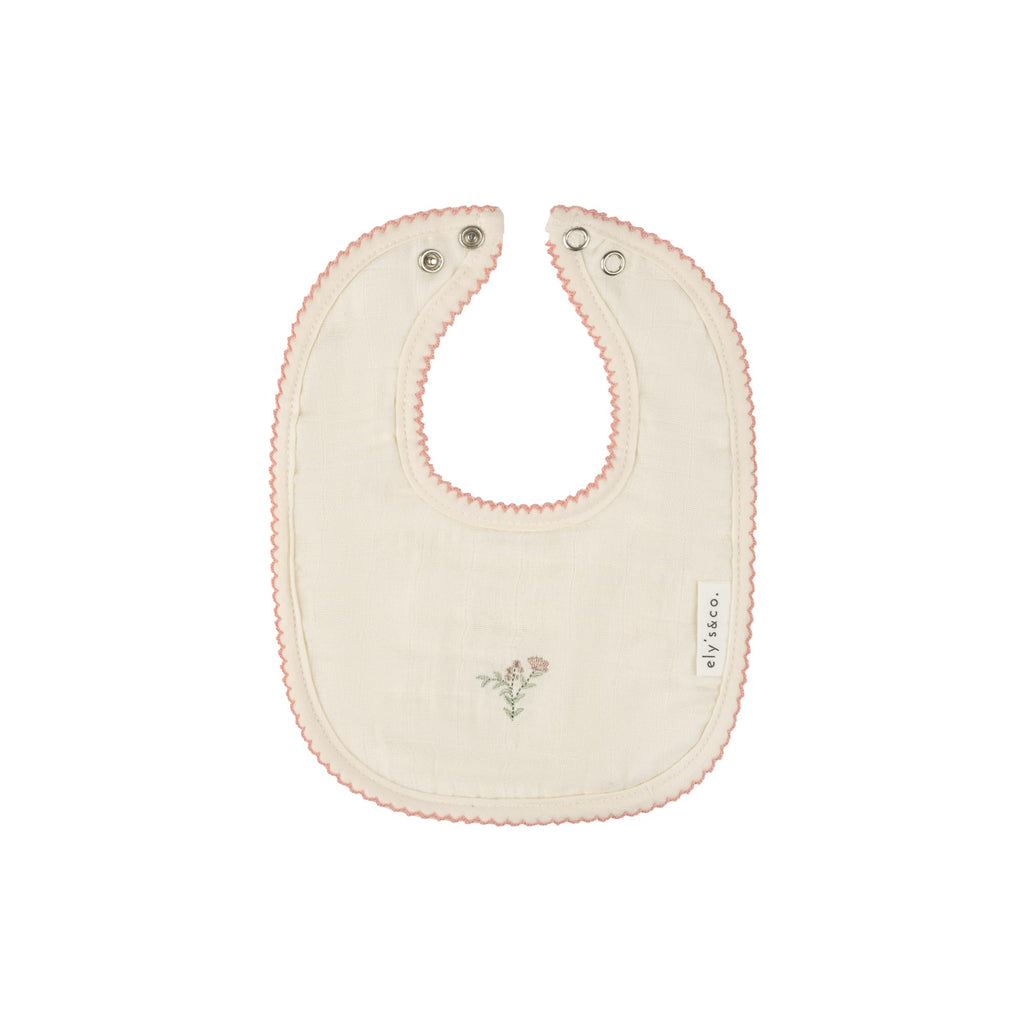Ely's & Co. 100% Cotton Muslin Bib with Terry lining Soft & Absorbent for Infants, Adjustable Snaps 3 Pack 0-6 Months (0-6 Months, Gingko Pink and Ivory) For Baby Girl