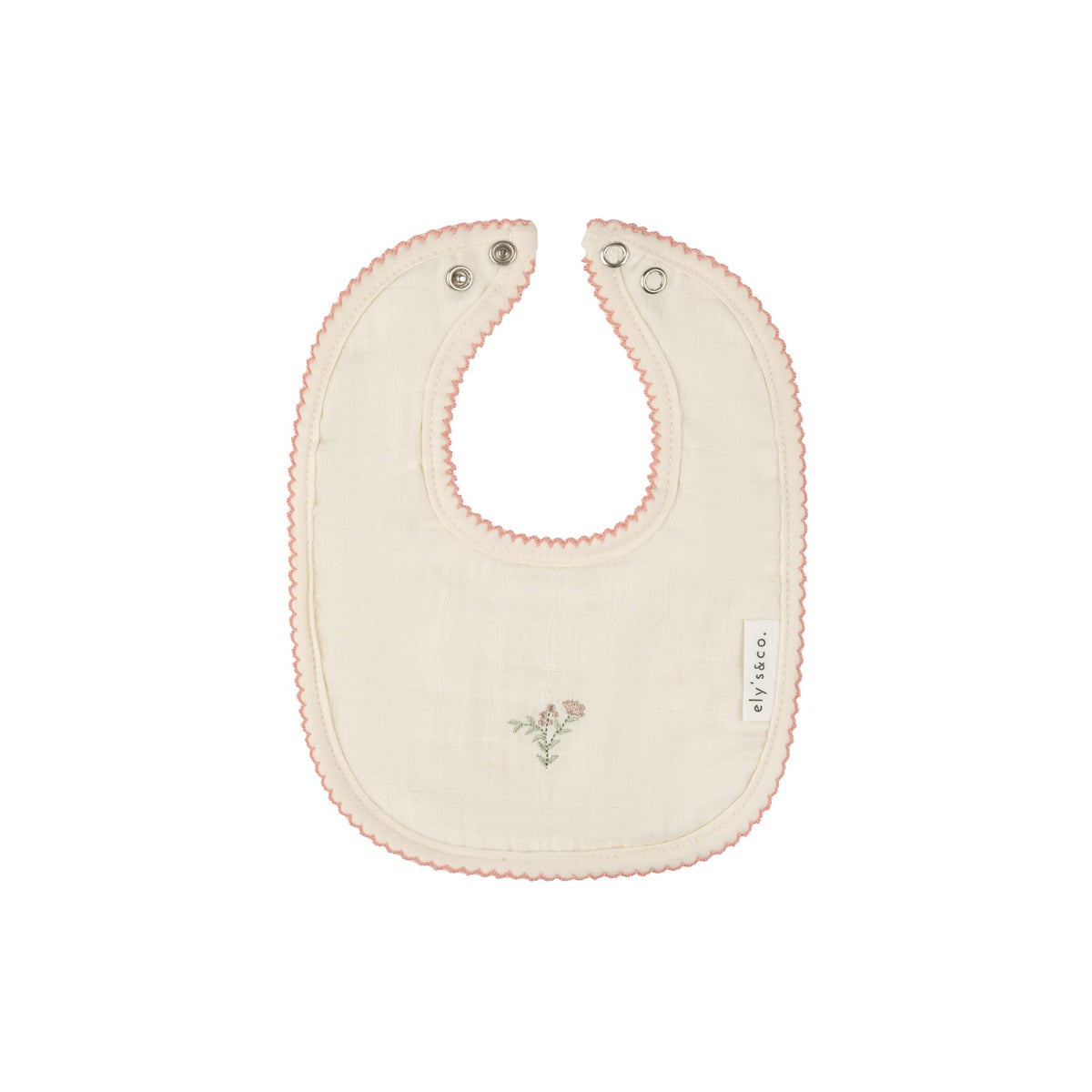 Ely's & Co. 100% Cotton Muslin Bib with Terry lining Soft & Absorbent for Infants, Adjustable Snaps 3 Pack 0-6 Months (0-6 Months, Gingko Pink and Ivory) For Baby Girl