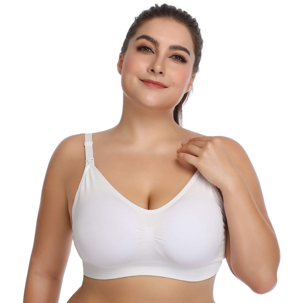 Lataly Womens Sleeping Nursing Bra Wirefree Breastfeeding Maternity Bralette Pack of 5 Color White Size L