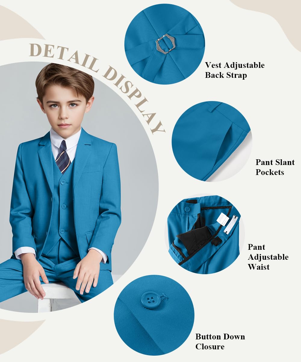 Boys Suit Easter Outfit Set for Boy Slim Fit Formal Lake Blue Suits Size 18