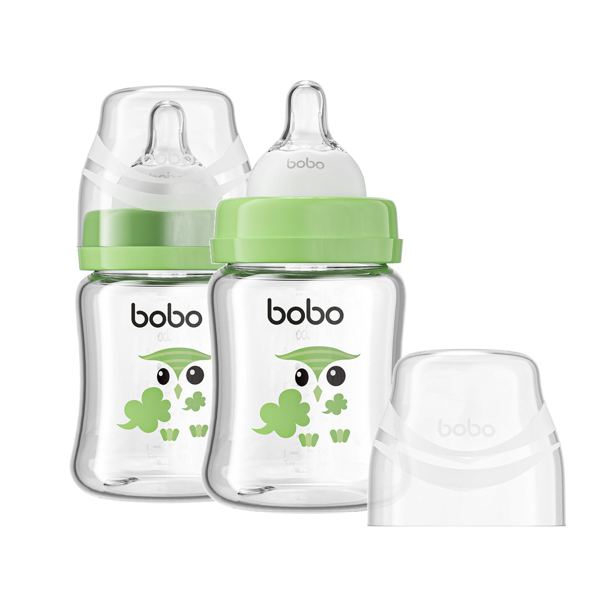YOHKOH Glass Baby Bottles with Slow Flow Nipple, Newborn Anti-Colic Baby Bottles for 0+ Months, Wide Neck Feeding Bottle, Clear (Multicolour, 2.7oz (Pack of 2))