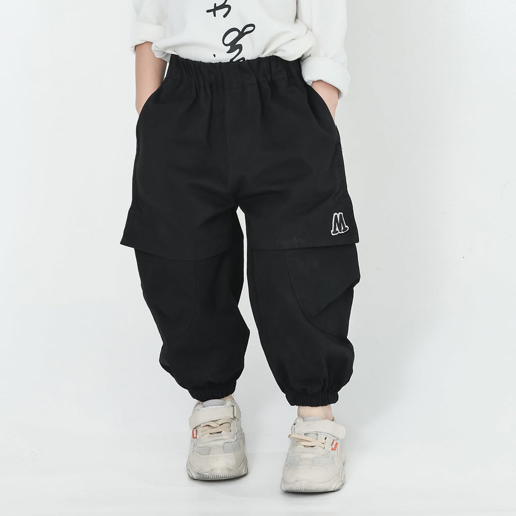 MINI PANDA Toddler Pants Boys& Girls, Relaxed Stretch Twill Toddler Casual Pants Black