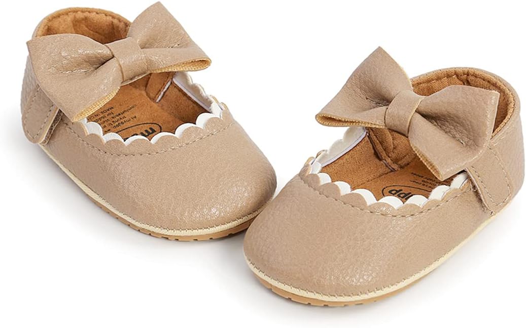COSANKIM Baby Girls Mary Jane Flats Shoes Anti-Slip Rubber Sole Infant Toddler Princess Wedding Dress Shoes