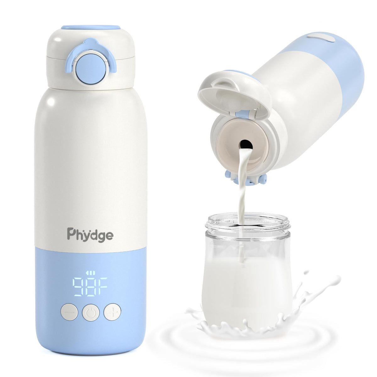 Phydge Portable Milk Warmer for Travel, on The go for Formula, Breastmilk