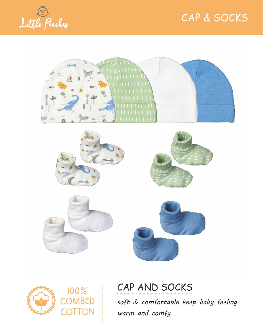 Little Peaches Unisex Newborn Clothes - 25 Piece Gender Neutral Newborn Clothes & Accessories Set - Rawr-some