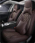 Leather Car Seat Covers for Volkswagen Atlas 2019-2023 Waterproof,Breathable and Non-Slip Napa Leather Car Interior Seat Covers,Comfortable and Durable,Easy to Install(5PCS,Luxury,Coffee)
