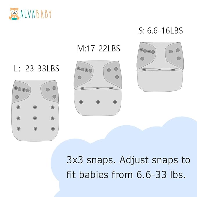 ALVABABY Baby Cloth Diaper 6 Pack with 12 Inserts One Size Cloth Diaper Covers Adjustable Washable Reusable for Baby Girls and Boys 6DM127