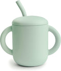 mushie 100% Silicone Training Cup & Straw for Toddlers | 6 Months+ (Cambridge Blue)