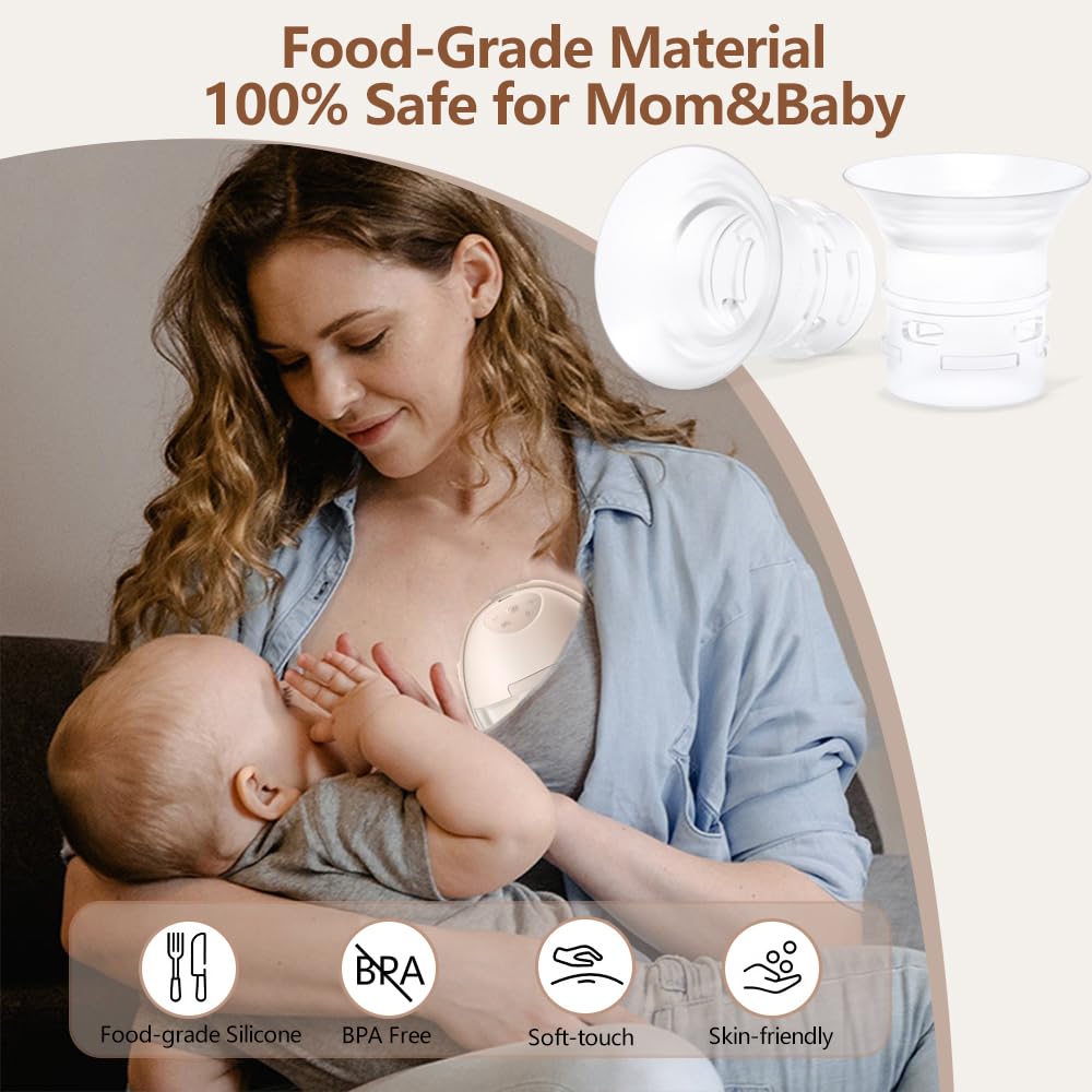 6pcs Flange Insert 17/19/21mm Compatible with eufy S1 Pro/S1/E10/E20 Wearable Breast Pump, Replace for eufy Breast Pump Sizing Insert, Fit for Breast Pump Replacement Parts