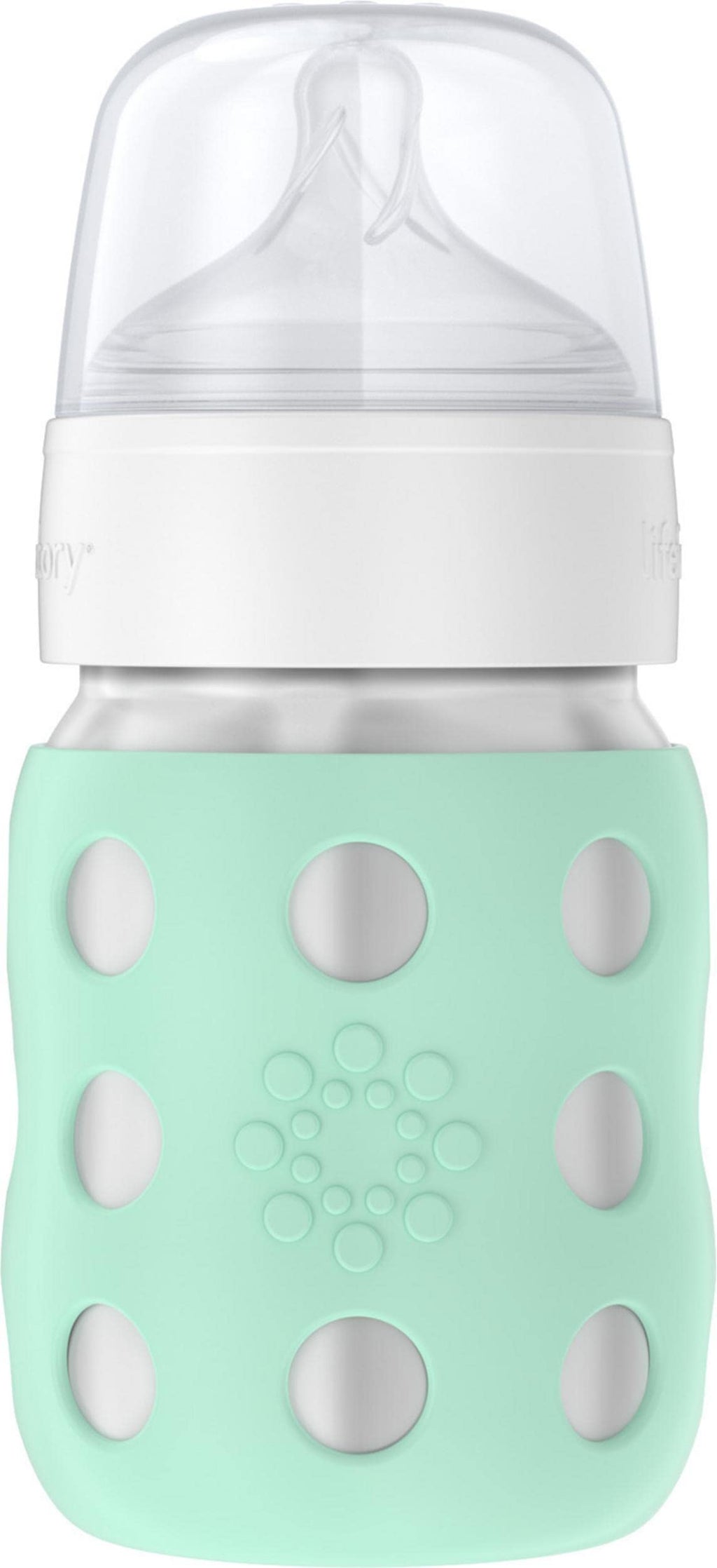 Lifefactory 8 oz Stainless Steel Baby Bottle, Stage 2 Nipple, Mint