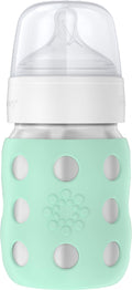 Lifefactory 8 oz Stainless Steel Baby Bottle, Stage 2 Nipple, Mint