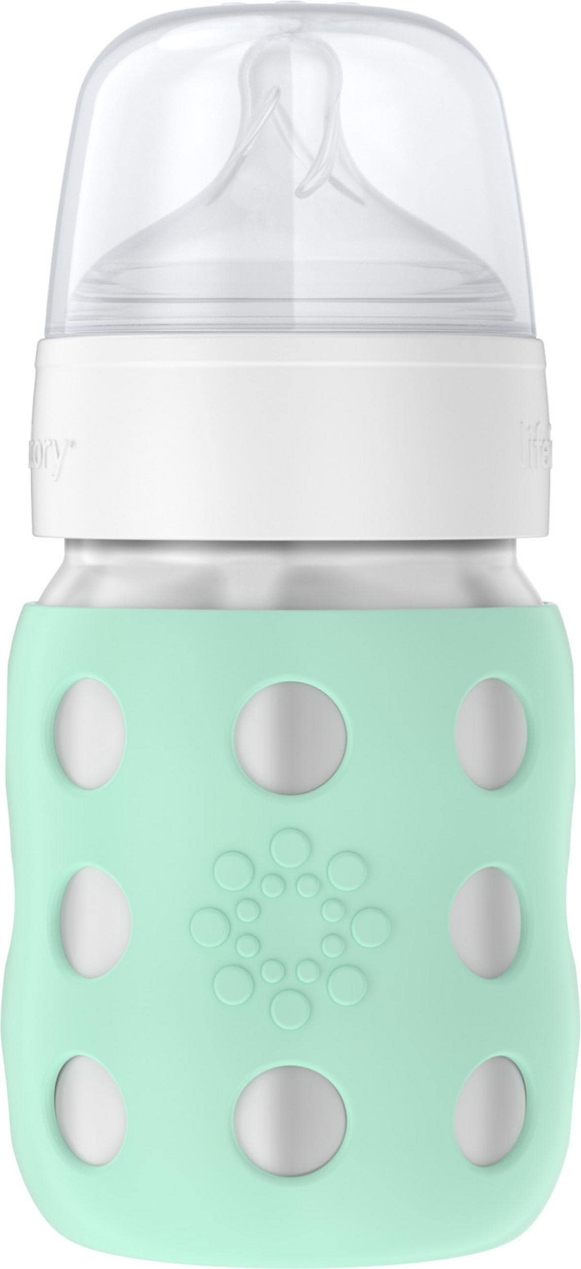 Lifefactory 8 oz Stainless Steel Baby Bottle, Stage 2 Nipple, Mint