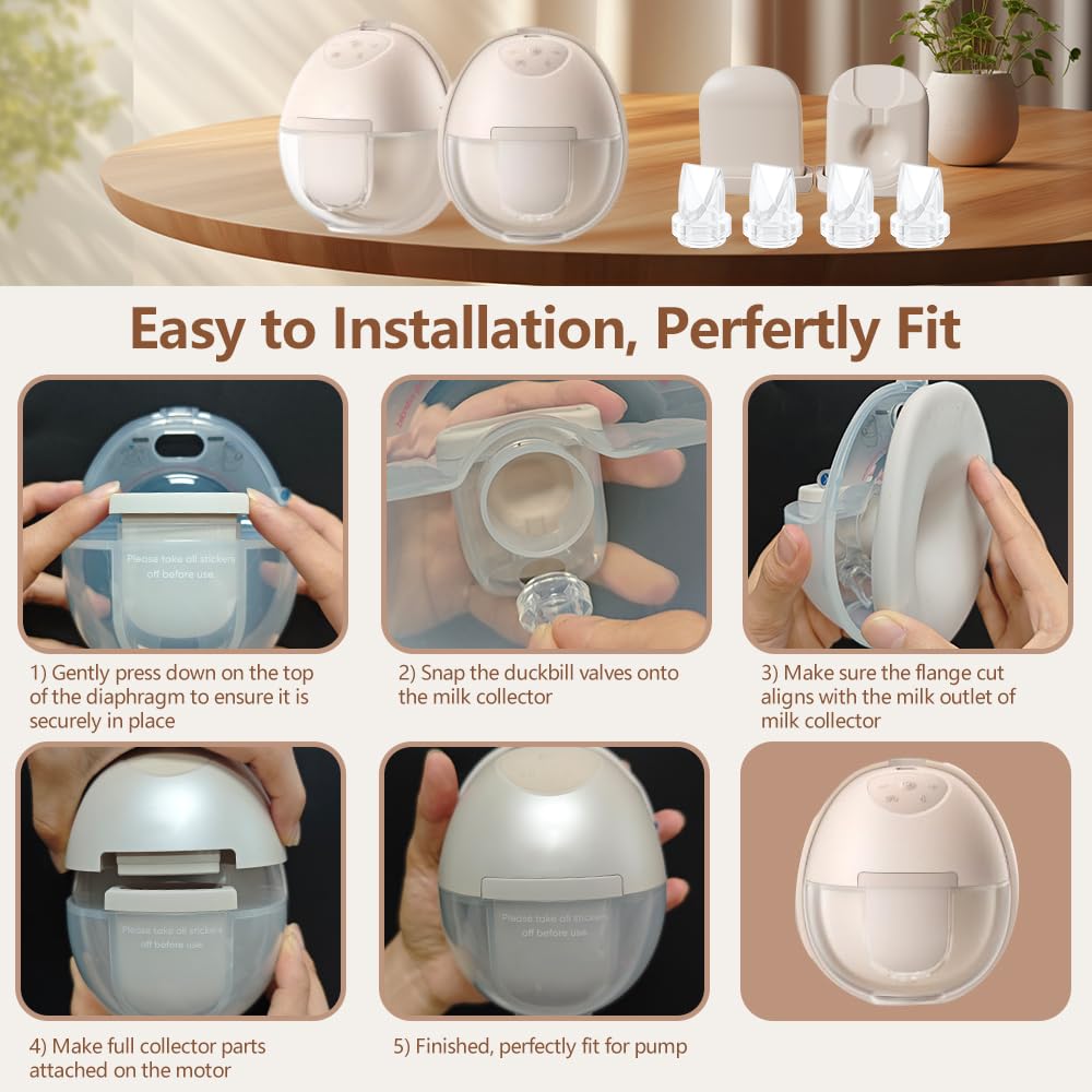 6pcs Breast Pump Parts, 4pcs Duckbill Valves and 2pcs Silicone Diaphragm Compatible with eufy S1 Pro/S1/E10/E20 Wearable Breast Pump, Replace for eufy Pump Diaphragm Duckbill Valve,Not Original Parts
