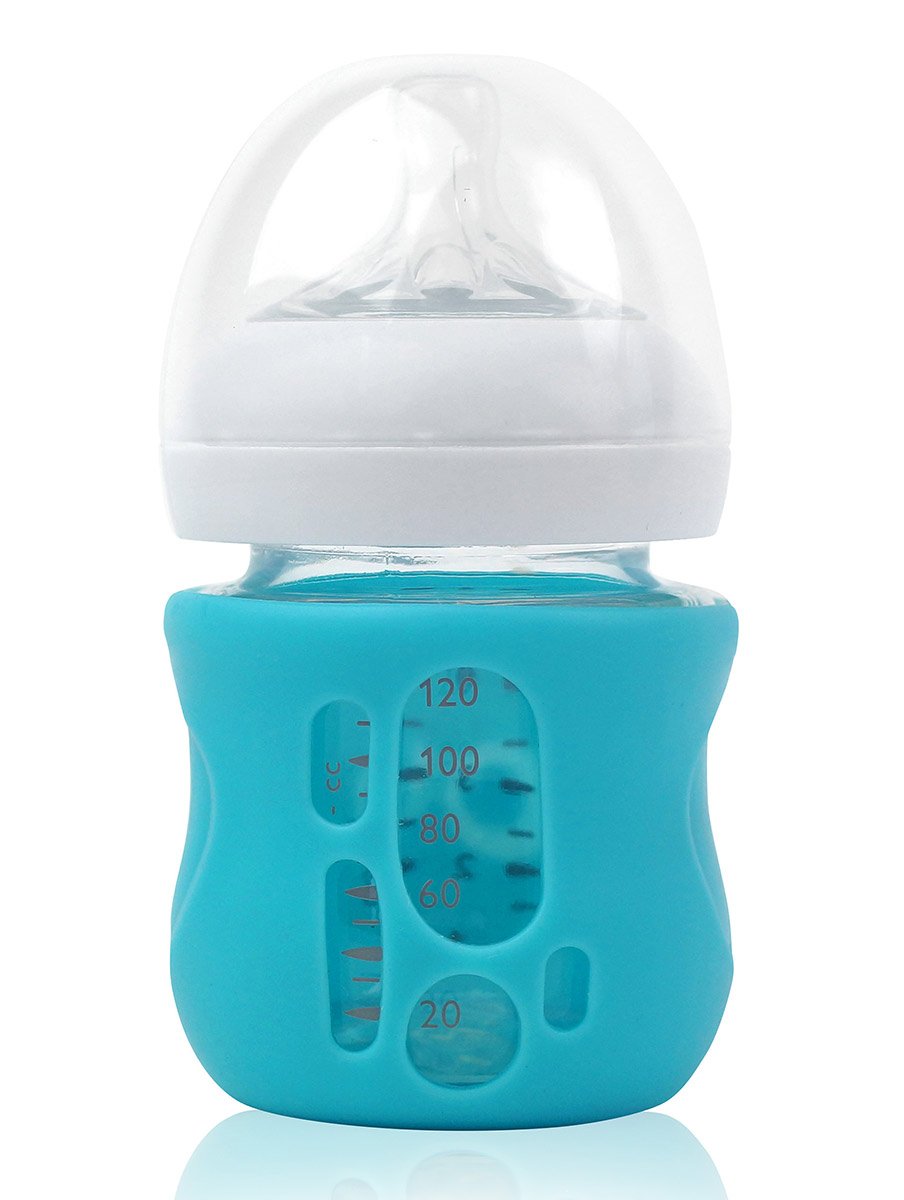 Olababy Silicone Sleeve for Avent Natural Glass Baby Bottles (4 oz, Blue)